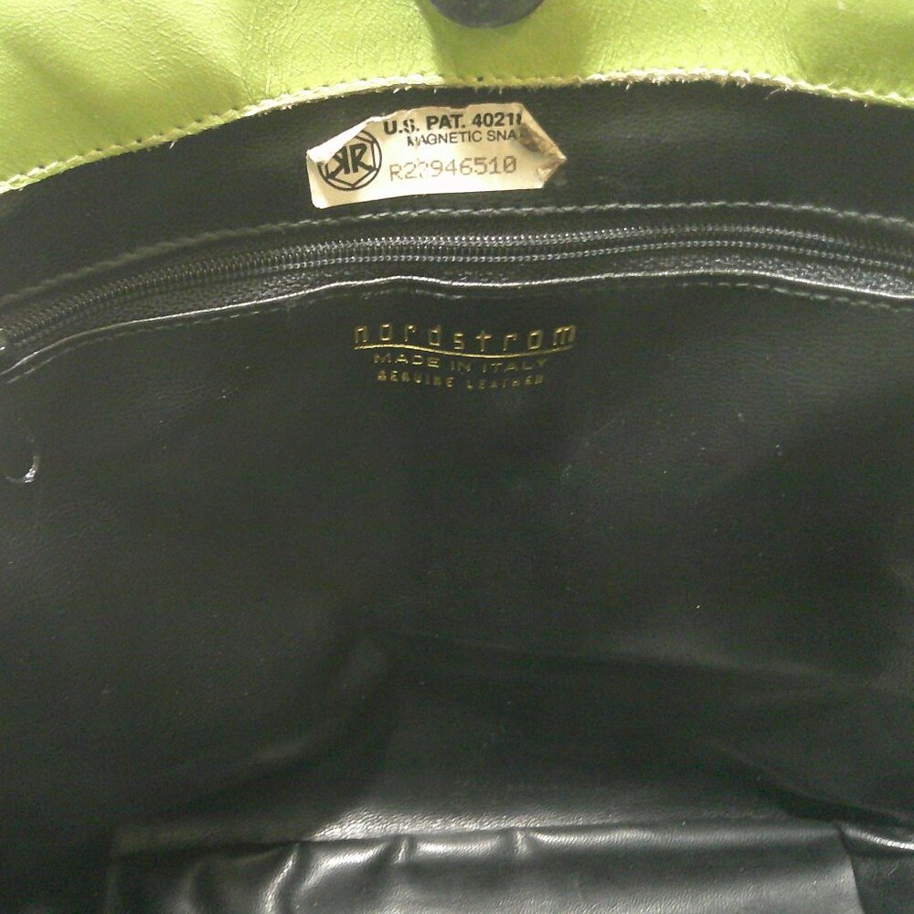 Vintage Nordstrom Made in Italy Green Leather hexagonal Bag Purse Pocketbook - Picture 13 of 14